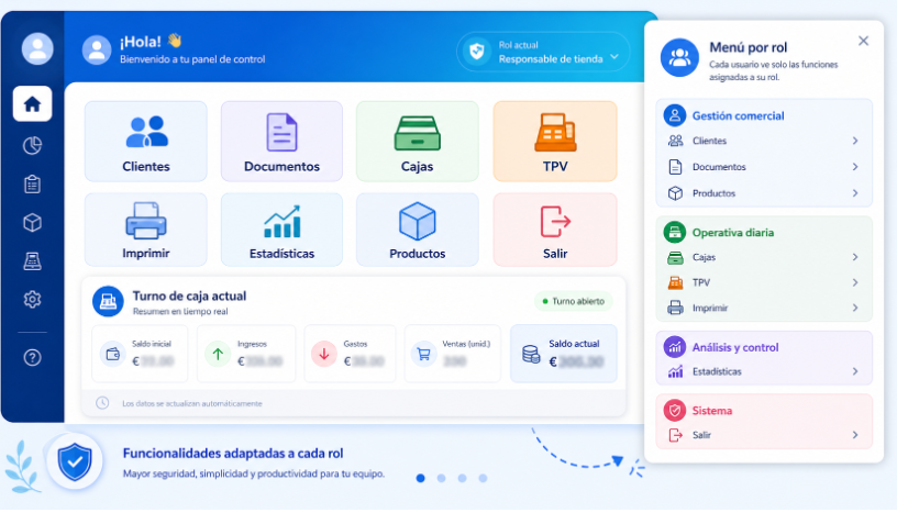 Inicio personalizado y menú adaptado por roles
